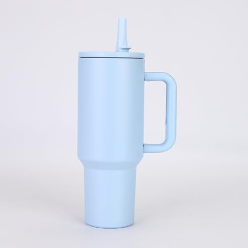 Image of Zephorus Personalized Stainless Steel Tumbler with Handle, 1200ml Capacity, Black Insulated Travel Mug with Straw, Custom Name Design (Sky Blue (3rd))