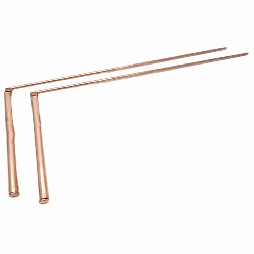 FACULX Kit di aste per rabdomanzia, in rame, 2 pezzi, 99,9% in rame, rivelatore di metalli per acqua/tesori/strumenti di ricerca