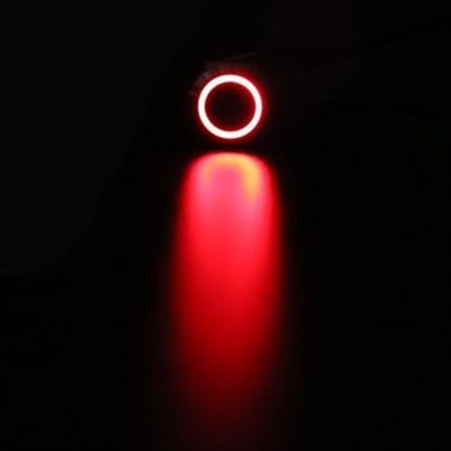 Bouton poussoir en métal 16mm alu noir avec LED rouge interrupteur à verrouillage pour voiture 6V