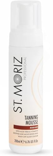 St Moriz Professional Instant Tanning Mousse in Medium | Fast Drying Vegan Fake Tan | With Aloe Vera & Vitamin E | For Streak Free Medium Golden Glow | Dermatologically Tested & Cruelty Free | 200ml