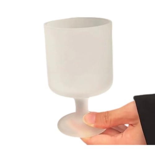 ITMEAT かわいい 美しい玉足 脚付グラス 日本酒 ワイン ゴブレット クラフトサケグラス すりガラス 食洗機対応 贈り物 (径7.3cm × 高さ12.3cm 230ml,2点)