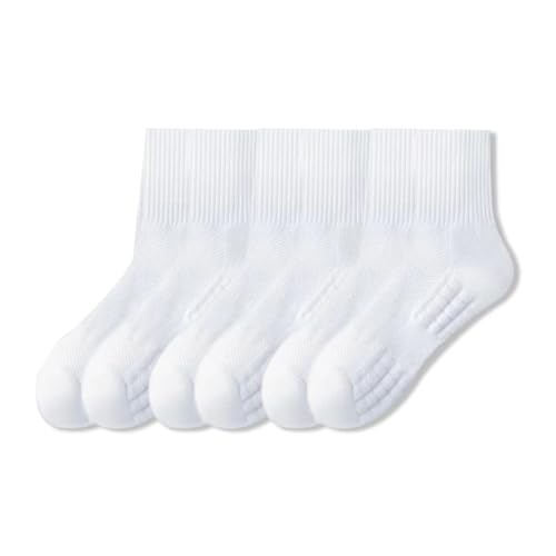 FityFresh 3/6 pack pair Unisex Women's Men's Solid Crew Cushion White/Black Socks 6-12