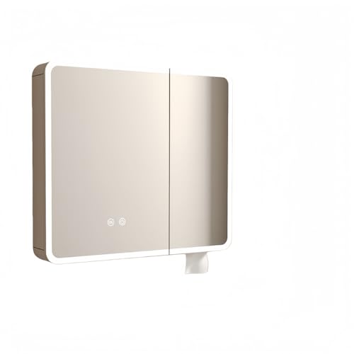 ���ʉ��ϑ�~���[�L���r�l�b�gLED �Ɩ��t�� �h�܃X�}�[�g�� ���ϋ� �Ǌ|���A���ʏ����[ �p�����o�����t�� �^�b�`�Z���T�[ �A���~�j�E���� (���S�ɖ����ꂽ�~�`�̃X�}�[�g�Ɩ����A���ȃ~���[�L���r�l�b�g�A�e�B�b�V���{�b�N�X (�J�[�L),80cm)