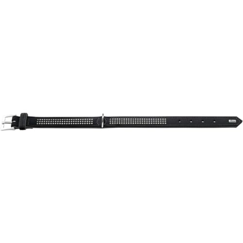 HUNTER SOFTIE TRILUXE Hundehalsband, Kunstleder, glitzernde Strasssteine, 50 (S-M), schwarz