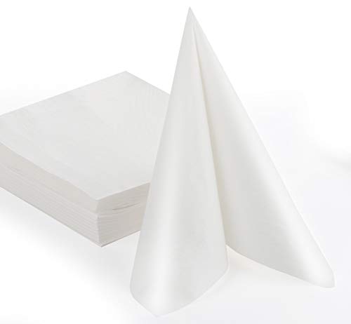 Adorfine 60 Stück Servietten 40x40 cm Hochwertige Einwegservietten, 100% Zellstoff Papierservietten weiß,Dekorative Tissueservietten perfekt für Hochzeit Party Geburtstag Taufe andere Feste