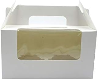 White/Brown Bakery Cupcake Box with Display Window & Cupcake Insert fits 2 Standard