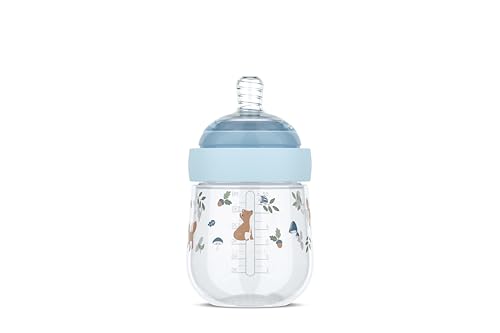 Mepal, Biberón Mio Little Dutch, Tapa transparente para almacenamiento, Anticólicos Biberones, Diseño en espiral evita obstrucciones, Silicona de grado médico, 165 ml, Forest Friends
