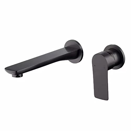 Robinet de lavabo de salle de bain mural mitigeur noir chaud et froid