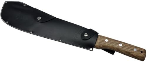 G.L.D. Forniture Machete con manico in legno e fodero in cuoio 52 cm machete roncola potatura (37cm lunghezza lama + 15cm lunghezza manico)