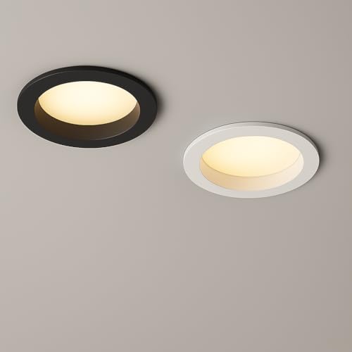 Image of 12W Deep Down LED Round Panel Light | Bright Modern Surface Ceiling Light for False Ceiling & POP Roof | Energy-Efficient Light| Cool White, Black Aluminium Body | Pack of 6
