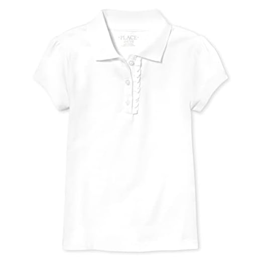 The Children's Place girls Short Sleeve Ruffle Pique School Uniform Polo Shirt, White, Medium US