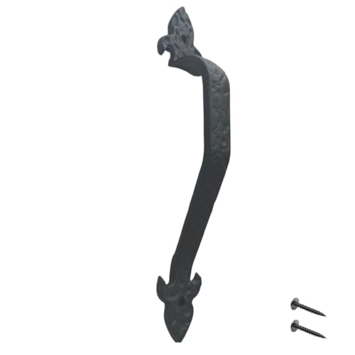 VivaLight 11" Spear Tip Hammered Barn Door Handle, Black Outdoor Gate Pull