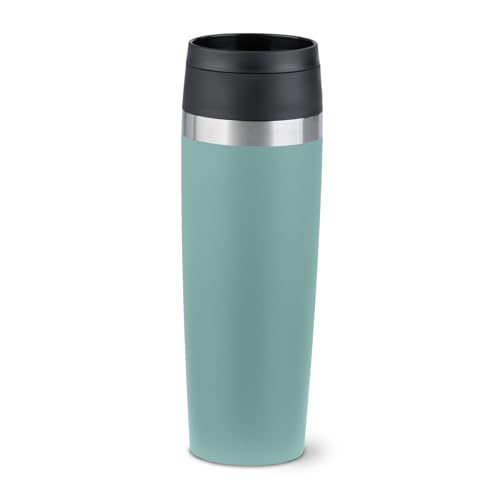 Emsa N2023850 Travel Mug Classic 0,5 Liter, neuer Komfort-Schraubverschluss, Pulverbeschichtung, Edelstahl, 6h heiß und 12h kalt, 100% dicht, 360°-Trinköffnung, Edelstahl, petrol