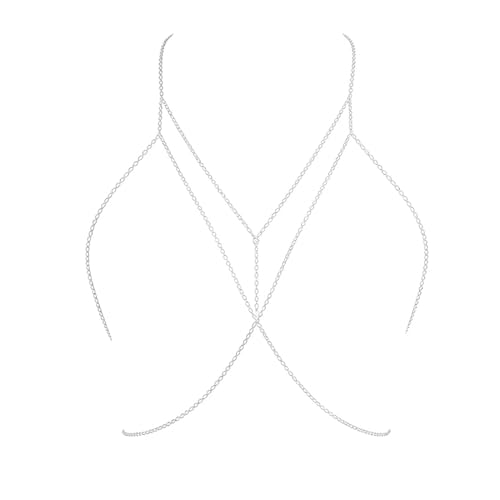 Cubahop soutien-gorge bikini chaîne poitrine sangle corps été plage night club bijoux réglables argent