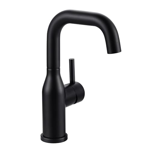 ARCORA Matte Black Bar Sink Faucet, Single Hole 360° Swivel