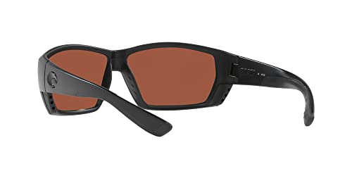 Costa Del Mar Men's Tuna Alley Polarized Rectangular Sunglasses, Blackout/Copper Green Mirrored Polarized-580G, 62 Mm #TOP5