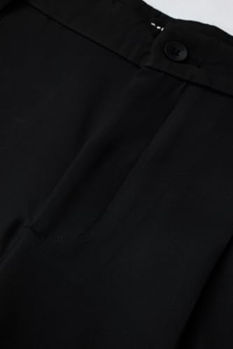 Image of SNITCH Men Casual Trousers | Baggy Fit Wide-Leg Design with Pleated Front & Button Closure | Durable Polyester Blend & Medium-Stretch Fabric for Summer Wear