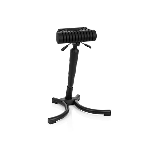 hjh OFFICE 830025 Taburete para Oficina Top Work 33 Negro, Taburete de Trabajo, hasta 150 kg, Taburete Multiusos, Asiento de Goma Duro, Altura Ajustable