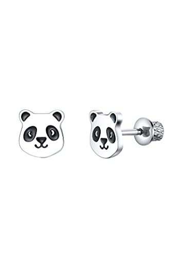 Earrings For Girls, Panda Bear Hypoallergenic Earrings for Girls, Stud Screw On Safety Backs, Stainless Steel Ultra Sensitive Ears Post For Kids, Toddlers, Little Girls, Teens