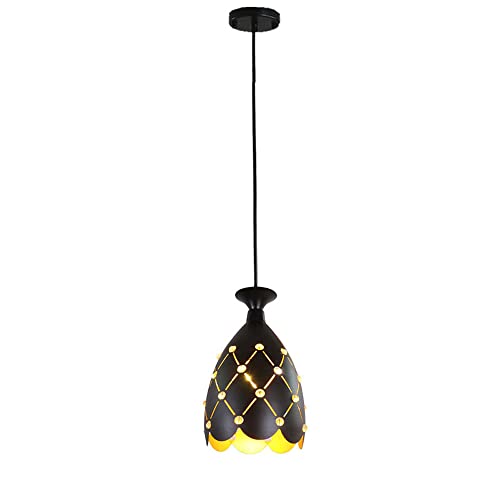 Plafonnier en fer noir ajustable E27 avec cristaux géométriques - 2