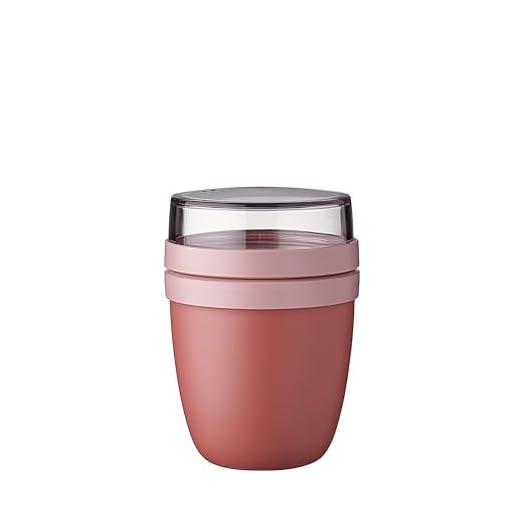 Mepal bol muesli a emporter - Mini - Pratique comme Pot de Yaourt et de Muesli - Compartiments Séparés - Convient au Congélateur, au Micro-ondes et au Lave-vaisselle - 300 ml + 120 - Vivid mauve