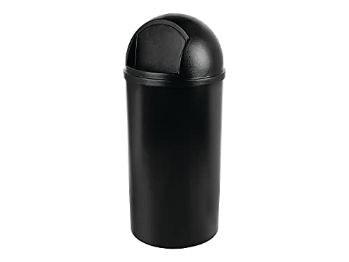 Image of Rubbermaid Commercial Products Marshal Domed Round Trash Can 25-Gallon Black Indoor /Outdoor Garbage Container for Parks /College Campus /Outdoor Shopping Mall /Restroom /Restaurant /School