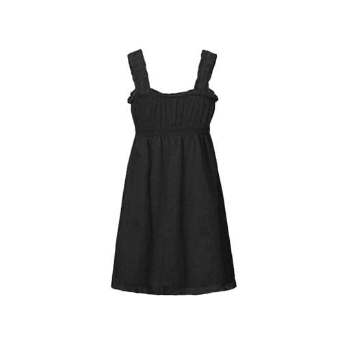 Image of Women Square Neck Mini Dress Summer Sleeveless Floral Embroidery Frill Hem A-line Dress