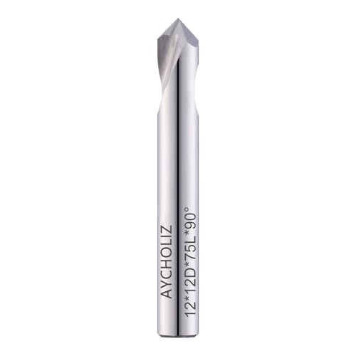 Image of AYCHOLIZ Spotting Drill Bits 90 Degree 12mm Solid Carbide Spotting Drill 2Flutes Drilling Chamfering Tool for Aluminum
