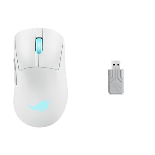 Image of ASUS ROG Keris II Origin 42K DPI Wireless Gaming Mouse & ROG Polling Rate Booster Bundle - 65g Ergonomic Mouse with 8000Hz Polling Rate Adapter