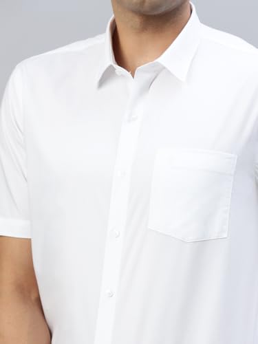 Image of RAMRAJ COTTON Men White Regular-Fit Solid Ethnic Cotton Shirt