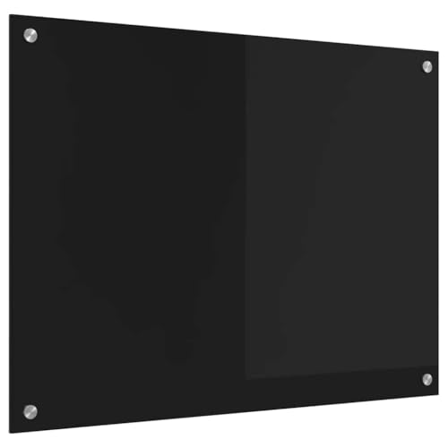 vidaXL Protection de Cuisine Noir 80 x 60 cm Verre trempé, Design Moderne, Plan de Travail Durable : Dosseret en Verre résistant à la Chaleur, pour Une...