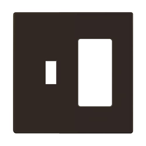 Image of ENERLITES Combination Toggle Light Switch /Decorator Light Switch Plate, Double Switch Wall Plate, Standard Size 2-Gang 4.68 inch x 4.73 inch, Polycarbonate Thermoplastic, Gloss Finish, SI881131-BR, Brown