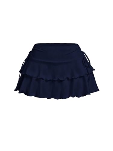 Verdusa Women's Y2k Ruffle Mini Skirt Bow Side Flowy A...