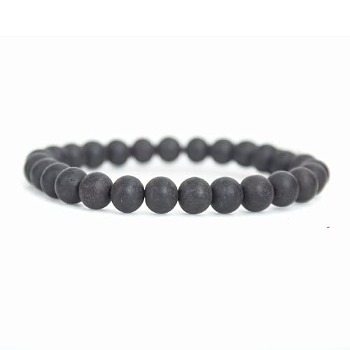 anciently 100% Natural Unpolished Karungali Bracelets Original | Karungali Kattai Bracelet 8mm - Natural Black Ebony Wood 8mm Bead Size Natural Black 1 Piece, 6.35 CM Diameter, Ebony Wood, Agate