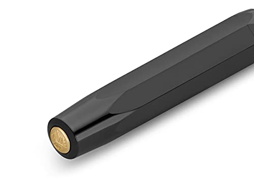 Image of Kaweco Classic Sport Medium Nib Fountain Pen - Black, 23K Gold-Plated Steel Nib with Iridium Tip, 13 cm Compact Size, Ink Cartridge Compatible