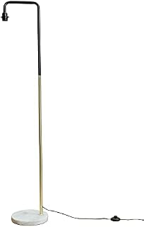 MiniSun Industrial Black and Gold Effect Metal Floor Lamp with a White Marble Base