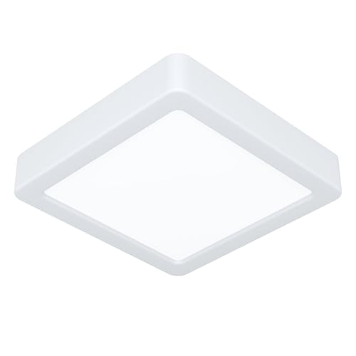 EGLO LED Deckenleuchte Fueva 6, quadratische Deckenlampe, Aufbaulampe aus Kunststoff in Weiß, Deckenbeleuchtung warmweiß-kaltweiß, 15x15 cm