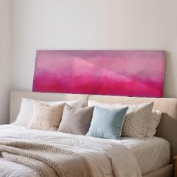 Tableau abstrait rose panoramique horizontal 30x90cm sans cadre pour decoration murale