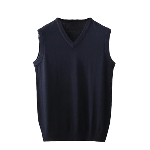 Men Sweaters Vest Male Solid Cotton Slim Pullover Business Autumn Fashion Sweater Vests Jumper Navy