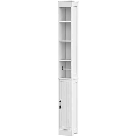 VECELO Tall Bathroom Cabinet with Adjustable Shelves Cover
