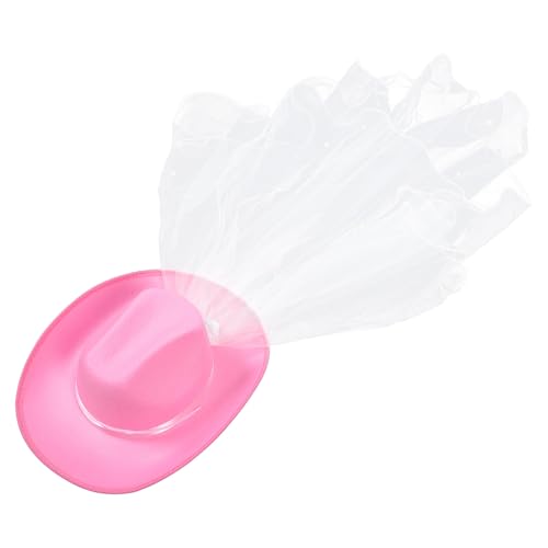 Chapeau de cowgirl blanc anti-inconfort avec voile en tissu doux pour longues fêtes d'EVJF