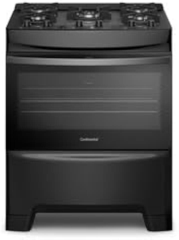 Fogão 5 Bocas Continental Inox Mesa de Vidro Preto Tripla Chama FC5GB