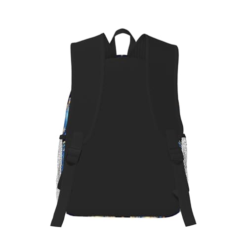 Large Capacity Travel Hiking & Camping Rucksack for Men Women, Blue Butterflies Floral Bags, Durable Outdoor Backpack Gym Bag with Padded Straps for Adventure3