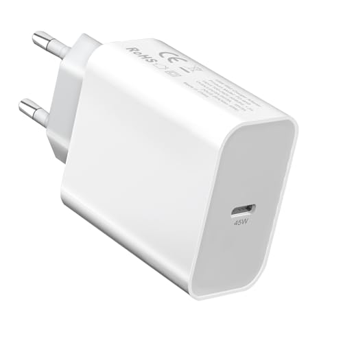45W Cargador USB C para Samsung Galaxy S25 Ultra/S26 Ultra/S25/S23 Plus/S24 FE/S22+/S21/S20,A56 5G/A55 A54 A36 A26 A16 A35 A25 A15 A17 iPhone 15 16 17 Tipo C Enchufe Adaptador de Pared Carga Rapida