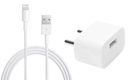 Image of 5W Fast Charger For iPhone X /XR /8 /7 /6S /SE /11 /12|5 Watt USB Adapter With Cable Compatible With Apple iPhone All Series, White