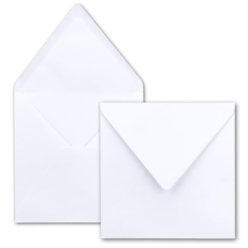 400 x kwadratowe koperty w kolorze białym (białe) – 15,5 x 15,5 cm – bez okienka – z klejeniem na mokro – 100 g/m² – na zaproszenia na ślub, urodziny i nie tylko – seria FarbenFroh