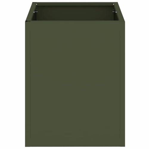 Cache-pot de jardin vert olive en métal 32x32x40 cm avec kit d'assemblage - 7