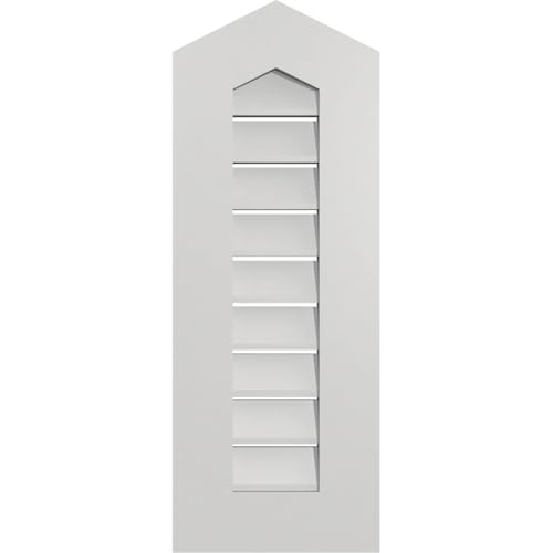 TrueCraft PVC Peaked Top Surface Mount Gable Vent, 12"W x 32"H Overall Frame Size, 6/12 Pitch: 1" x 3-1/2" Standard Trim Frame, Functional