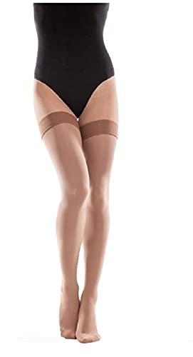 TOROS GROUP MANUFACTURE Autoreggenti a compressione graduate 18-21 mmHg-Calze autoreggenti medicali -collant compressivi-Ottime per vene varicose Beige X-Small