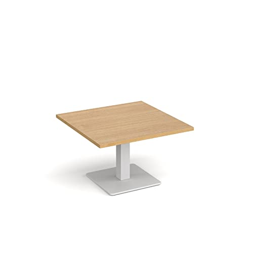 Image of Brescia square coffee table with flat square white base 800mm, Oak